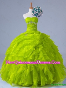 2015 Perfect Strapless Quinceanera Dresses with Beading and Ruffles