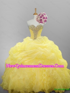 2015 Pretty Sweetheart Beaded Quinceanera Dresses with Ruffled Layers