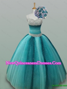 Beaded Spaghetti Straps Quinceanera Dresses in Tulle for 2015