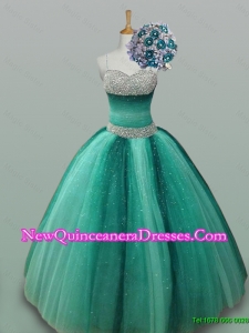 Popular Spaghetti Straps Beaded Quinceanera Gowns in Tulle for 2015