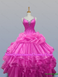 Perfect Straps Quinceanera Dresses with Beading and Ruffled Layers for 2015