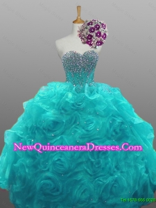 Gorgeous Sweetheart Beaded Quinceanera Dresses with Rolling Flowers