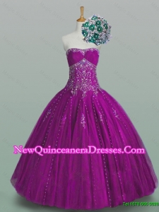2015 Elegant Strapless Beaded Quinceanera Dresses with Appliques