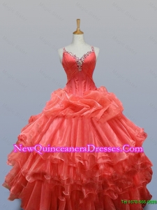 Ruffled Layers Straps Quinceanera Dresses with Beading for 2015