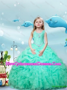 New Style Scoop Apple Green Cute Little Girl Pageant Dresses with Beading