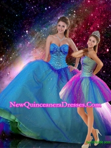 Romantic Ball Gown Sweetheart Beaded Detachable Quinceanera Dresses in Multi Color