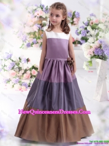 2015 Pretty Multi Color Scoop little Girl Pageant Dresses with Bowknot
