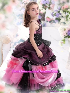 Multi Color Ruffled 2016 little Girl Pageant Dresses with Bowknot and Hand Made Flower