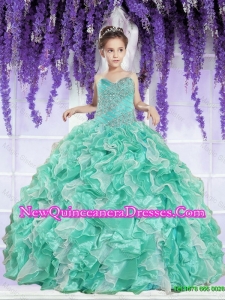 Ruffles and Beaded Decorate Little Girl Pageant Dress in Apple Green