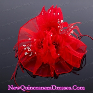 Elegant Feather Red Imitation Pearls Fascinators for Wedding