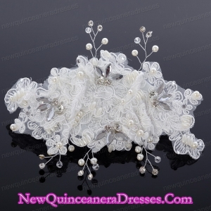 Elegant Imitation Pearls Lace Hair Ornament for Wedding