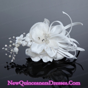 2014 Fashionable Tulle White Imitation Pearls Fascinators