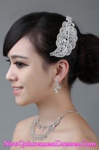 Artistic Alloy Rhinestone Jewelry Set Including Necklace Earring And Crown