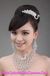 Dignified Jewelry Set Including Necklace Crown And Earrings In Phoenix Shape