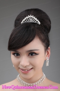 Pearl Wedding Jewelry Set Including Necklace Earrings And Crown