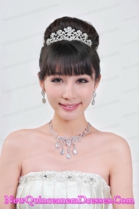 Gorgeous Alloy With Rhinestone Ladies Necklace and Head piece