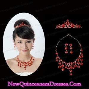 Dazzling Rhinestone Ladies Crown and Necklace