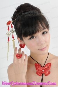 Gorgeous Red Vintage Style Alloy Ladies Jewelry Sets