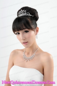 Shinning Crystal Crown with Necklace and Earings Jewelry Set