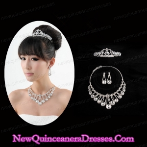 Gorgeous Dazzling Rhinestone Jewelry Set Necklace And Tiara