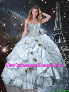 Beautiful 2016 Sweetheart Appliques Quinceanera Dresses in White