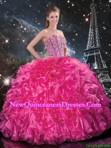 Beautiful Floor Length Quinceanera Gowns with Beading and Ruffles