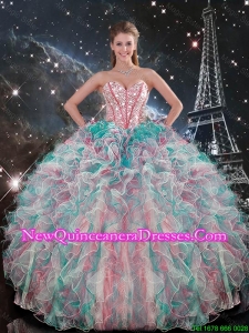 Beautiful Sweetheart Beaded and Ruffles Quinceanera Gowns in Multi Color