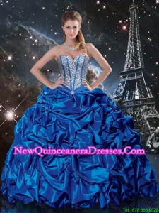 Luxurious Royal Blue Quinceanera Dresses with Beading and Pick Ups