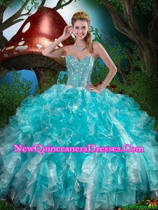 Popular Ball Gown Sweetheart Quinceanera Dresses with Ruffles and Beading For 2015 Fall