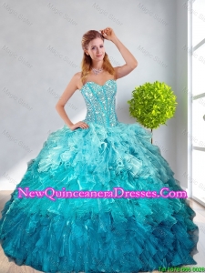 2016 Modest Multi Color Quinceanera Gown with Ruffles and Beading