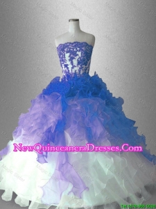 Classical Appliques and Ruffles Quinceanera Dresses in Multi Color