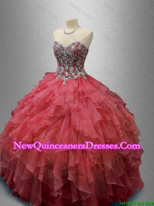 Classical Beaded and Ruffles Quinceanera Gowns in Organza