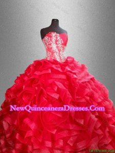 Classical Red Quinceanera Dresses with Beading and Ruffles