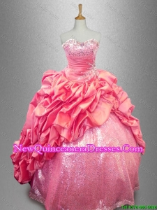 Classical Strapless Beaded Quinceanera Dresses in Coral Red