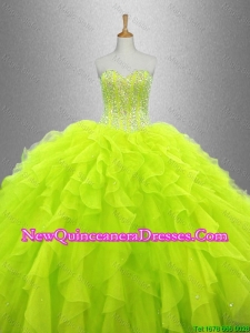 Yellow Green Classical Quinceanera Dresses with Ruffles