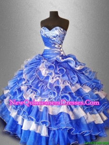 2015 Discount Beaded and Ruffles Quinceanera Gowns in Organza