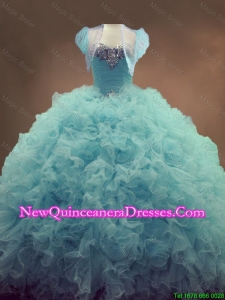 Classical Beaded and Ruffles Quinceanera Gowns in Light Blue