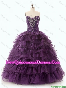 Classical Dark Purple Quinceanera Dresses with Ruffled Layers