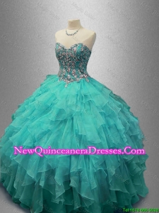 Discount Beaded and Ruffles Sweet 16 Gowns with Sweetheart