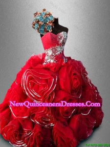 Discount Rolling Flowers and Beaded Sweet 16 Gowns in Red