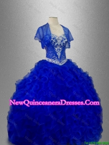 Discount Sweetheart Quinceanera Dresses with Beading and Ruffles in Blue