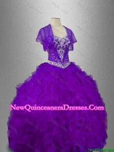 Custom Made Beaded Sweetheart Quinceanera Gowns in Purple