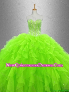 Custom Made Beaded and Ruffles Quinceanera Gowns in Organza