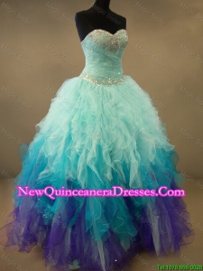 Discount Beaded and Ruffles Sweet 16 Dresses in Multi Color