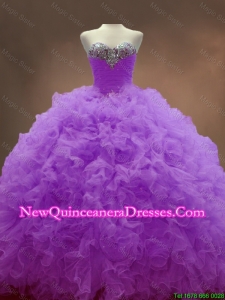 Discount Sweetheart Lilac Quinceanera Dresses with Beading and Ruffles