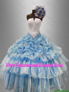 Custom Made Strapless Beaded Quinceanera Gowns with Ruffled Layers