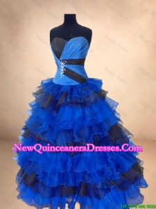 Custom Made Beaded and Ruffled Layers Quinceanera Gowns in Multi Color