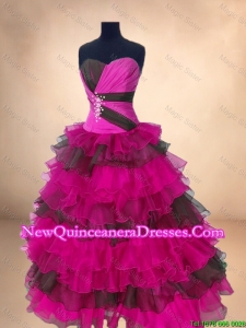 Custom Made Multi Color Sweet 16 Gowns with Ruffled Layers