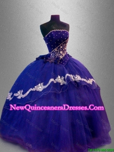 Luxurious Strapless Quinceanera Dresses with Appliques and Beading