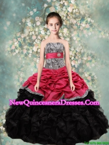 2015 Fall New Style Strapless Mini Quinceanera Dresses with Zebra and Ruffles